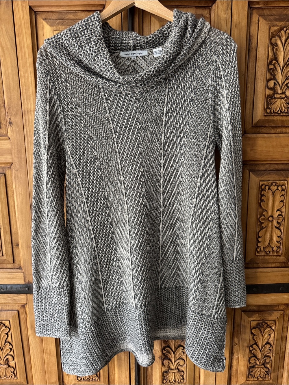 eight eight eight Heather Gray Cowl-Neck Tunic Sweater